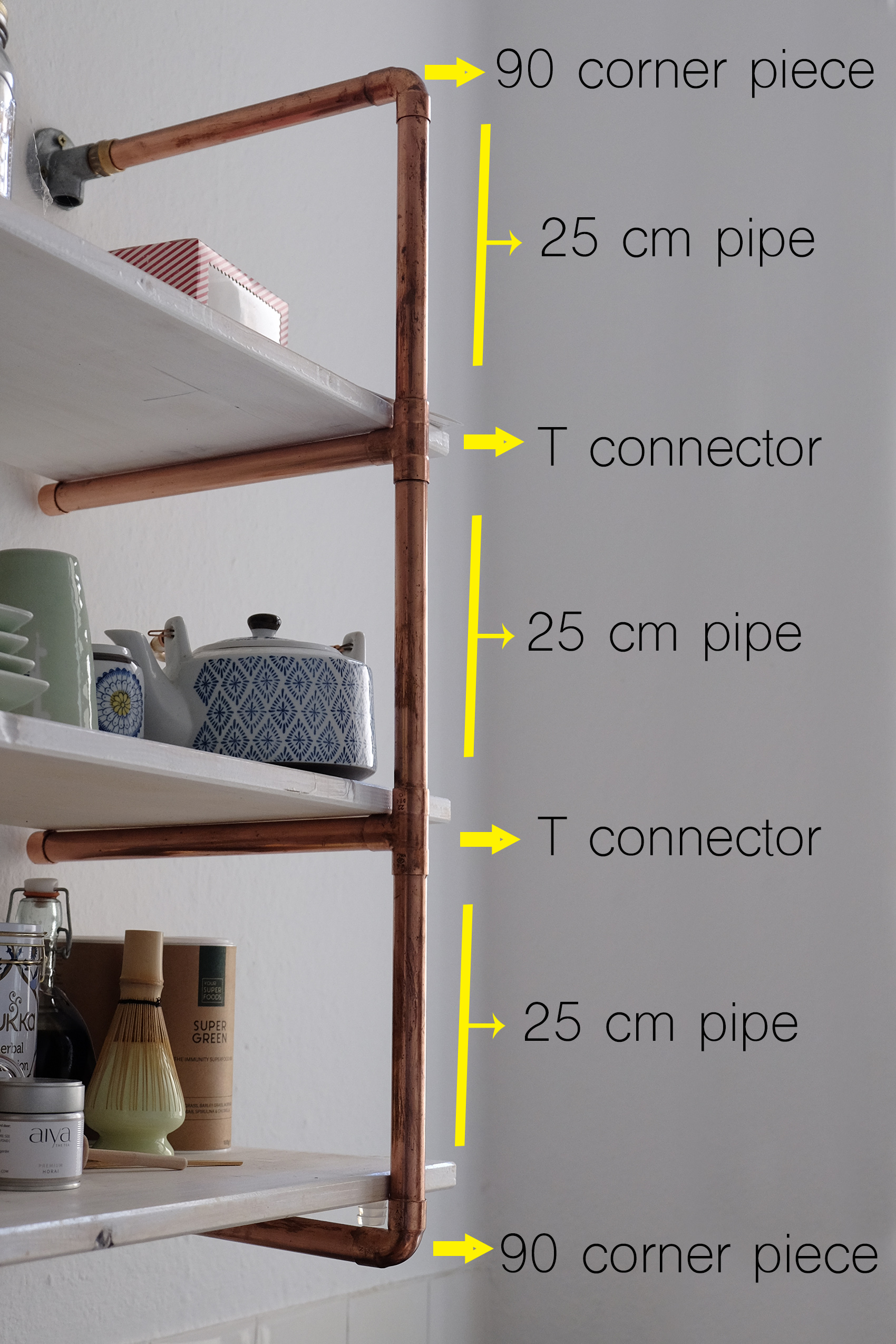 Diy Copper Pipe Shelf Detailed, Shelves Made Out Of Plumbing Pipes