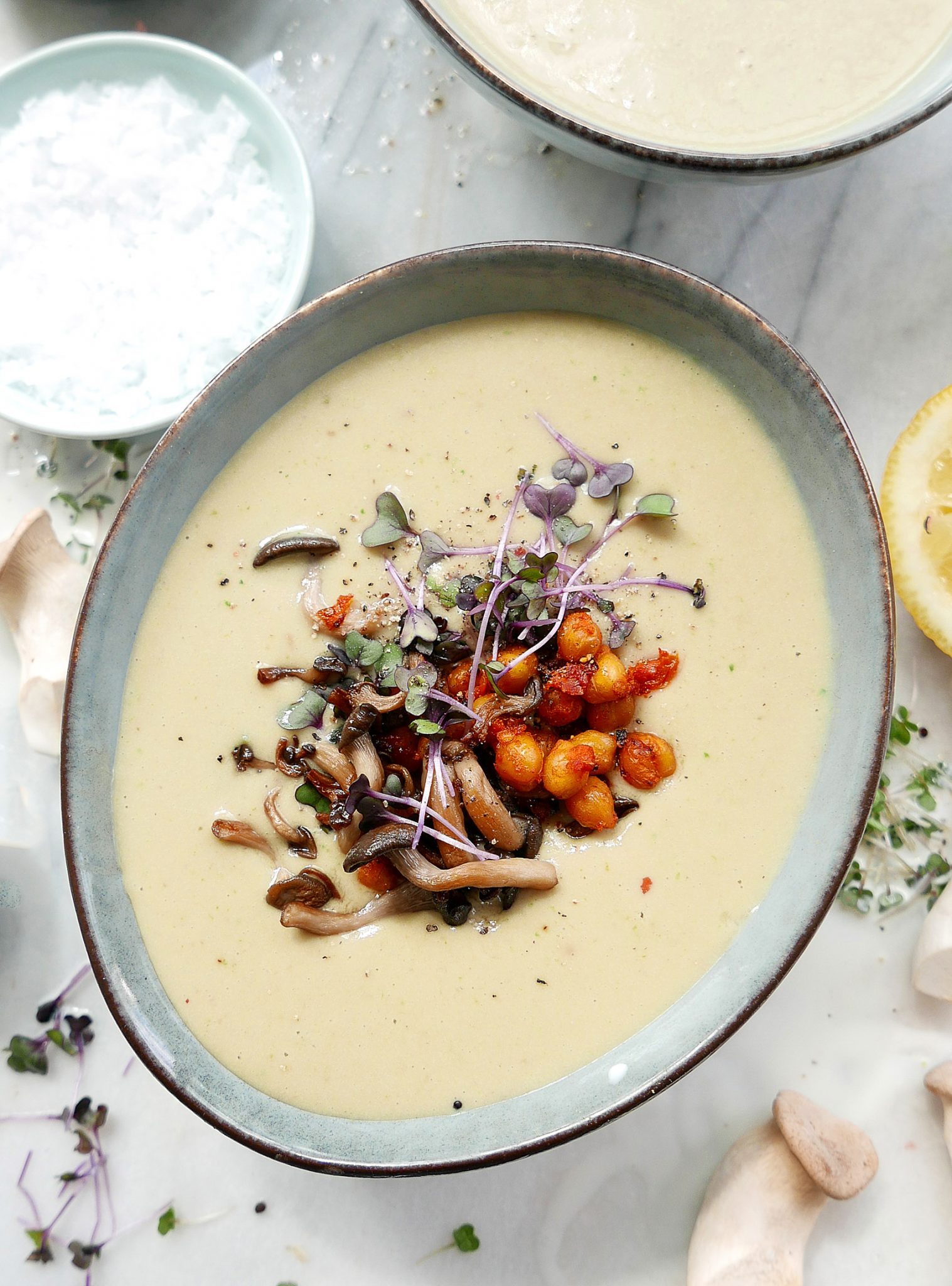 Recipe: Vegan Mushroom Soup with Spicy and Crunchy Tomato Chickpeas ...